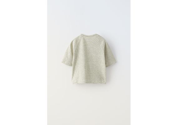 Zara Футболка из полосатого льна , Цвет: Зеленый, Размер: 8-9 лет (130 см), изображение 5