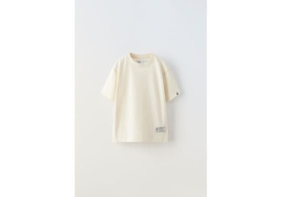 Zara Футболка с отстрочкой и ярлыком , Цвет: Бежевый, Размер: 6-7 лет (120 см)