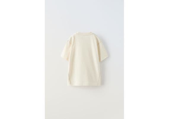 Zara Футболка с отстрочкой и ярлыком , Цвет: Бежевый, Размер: 6-7 лет (120 см), изображение 2