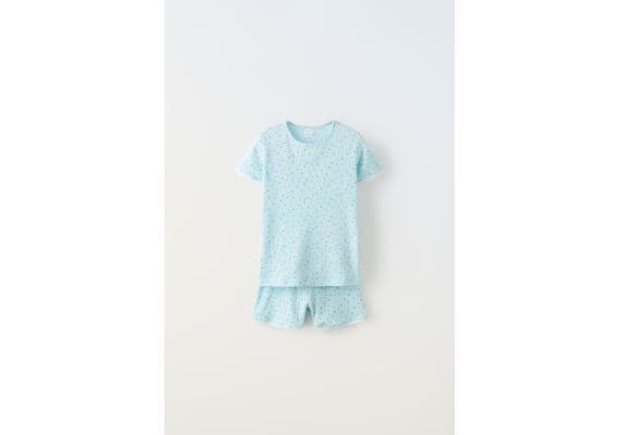 Zara 6-14 лет/ цветочный ребристый комплект , Цвет: Синий, Размер: 6-7 лет (120 см)