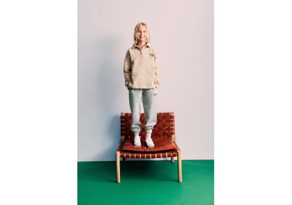 Zara Вышитая поло-свитшот , Цвет: Бежевый, Размер: 11-12 лет (152 см)