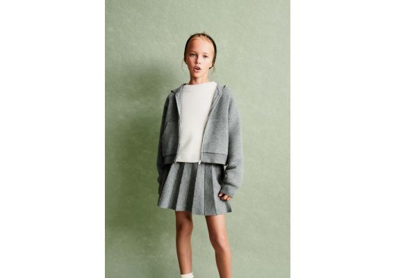 Zara Трикотажная куртка с капюшоном и молнией , Цвет: Серый, Размер: 6-7 лет (120 см)