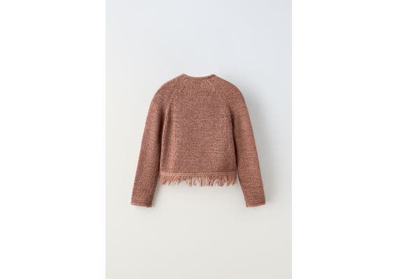 Zara Трикотажный кардиган с бахромой , Цвет: Оранжевый, Размер: 6-7 лет (120 см), изображение 6