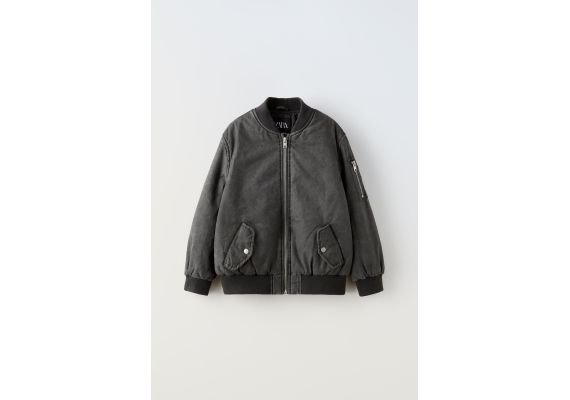 Zara Overdyed bomber jacket , Цвет: Серый, Размер: 6-7 лет (120 см)