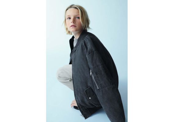 Zara Overdyed bomber jacket , Цвет: Серый, Размер: 6-7 лет (120 см), изображение 6