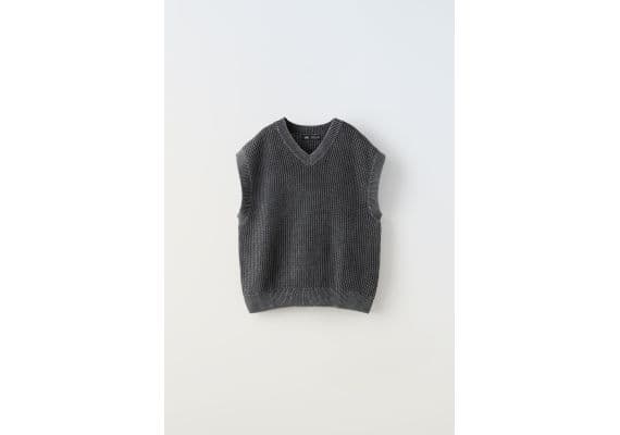 Zara  overdyed knit vest , Цвет: Серый, Размер: 6-7 лет (120 см), изображение 2