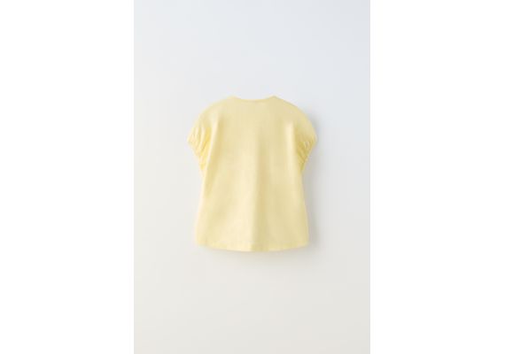 Zara   slub knit футболка с лозунгом , Цвет: Жёлтый, Размер: 6-7 лет (120 см), изображение 2