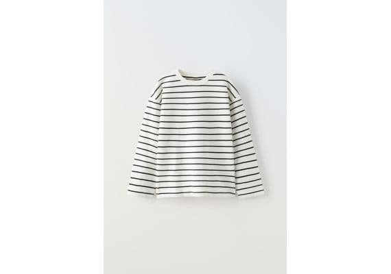 Zara Полосатая футболка тяжелого веса , Цвет: Черный, Размер: 6-7 лет (120 см), изображение 2