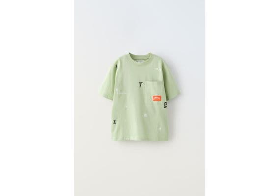 Zara Футболка с карманом , Цвет: Зеленый, Размер: 6-7 лет (120 см)