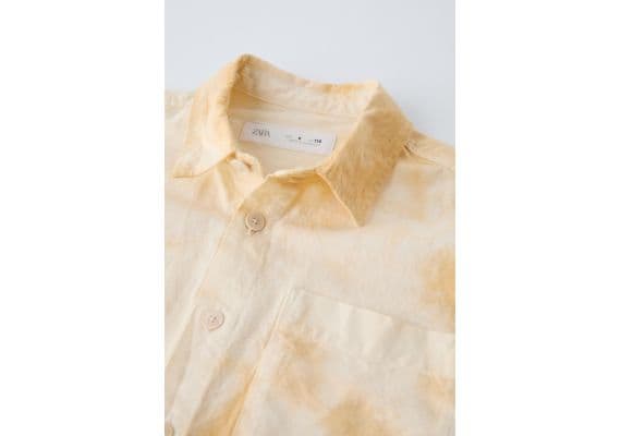 Zara Рубашка с разделителем tie-dye print shirt , Цвет: Жёлтый, Размер: 6 лет (116 см), изображение 3