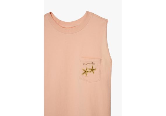 Zara Футболка с вышитым карманом top with embroidered pocket - лимитированное издание , Цвет: Оранжевый, Размер: 6-7 лет (120 см), изображение 7