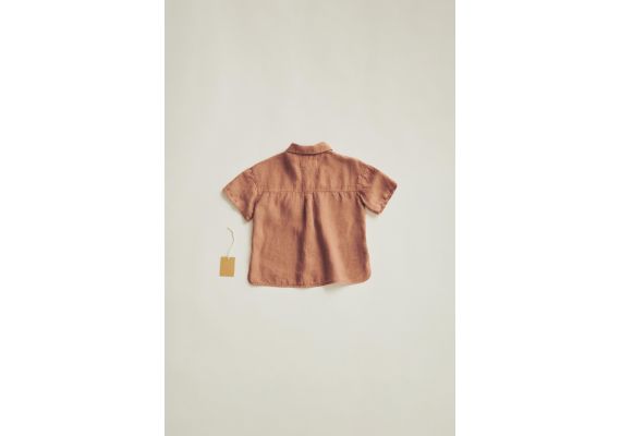 Zara Timelesz - льняная рубашка с карманами , Цвет: Коричневый, Размер: 2 лет (92 см), изображение 2