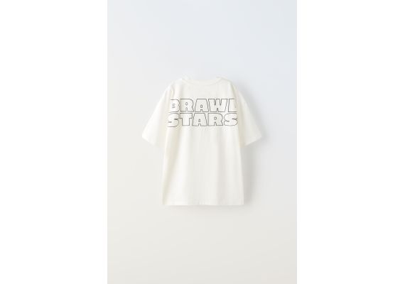 Zara Футболка с круглым вырезом и короткими рукавами с разделителем embroidered © brawl stars print t-shirt, Цвет: Белый, Размер: 11-12 лет (152 см), изображение 4