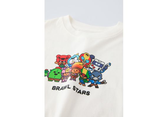 Zara Футболка с круглым вырезом и короткими рукавами с разделителем embroidered © brawl stars print t-shirt, Цвет: Белый, Размер: 11-12 лет (152 см), изображение 5