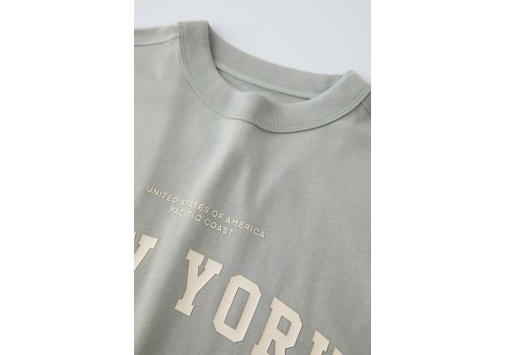 Zara Футболка raised new york с круглым вырезом и короткими рукавами, Цвет: Синий, Размер: 6-7 лет (120 см), изображение 3