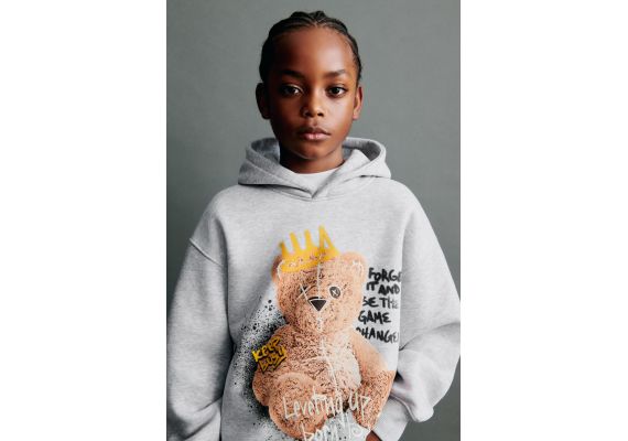 Zara Худи со змеевиком graffiti bear , Цвет: Серый, Размер: 6-7 лет (120 см), изображение 2