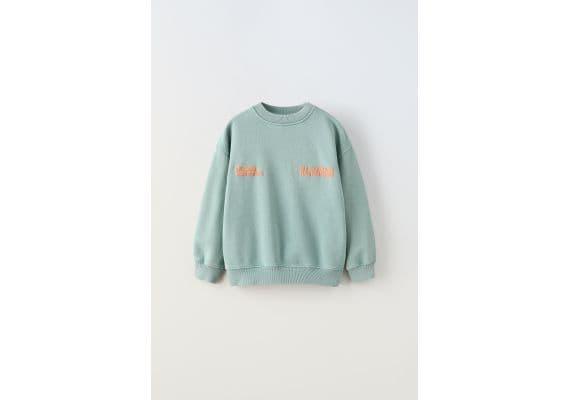 Zara Свитшот с рельефным лозунгом , Цвет: Синий, Размер: 6-7 лет (120 см)