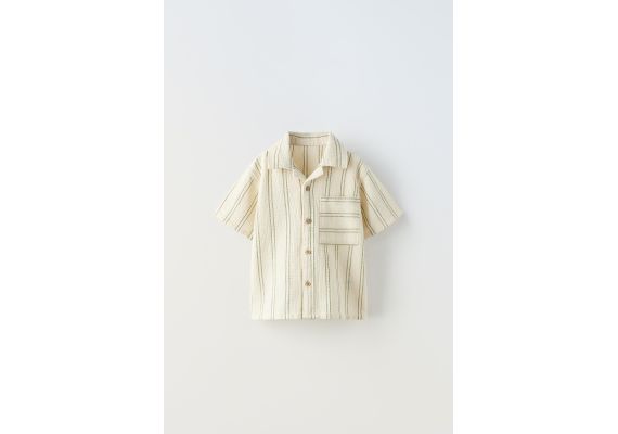 Zara Рубашка из текстурированного полосатого хлопка , Цвет: multicolor, Размер: 3-4 лет (104 см)