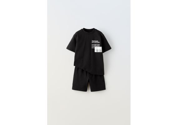 Zara Теплый футболка и бермуды с меткой , Цвет: Черный, Размер: 8 лет (128 см)