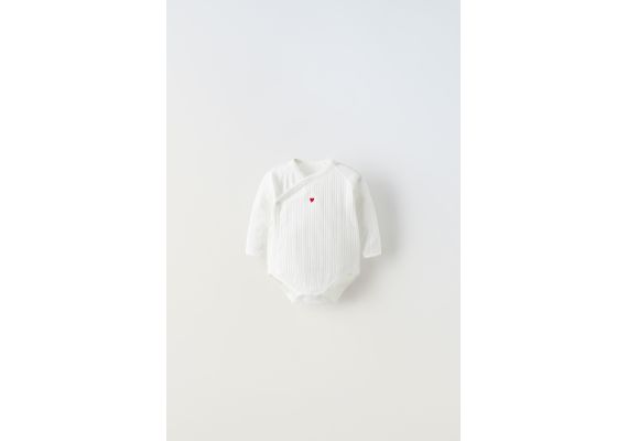 Zara Pack of three kimono neck heart bodysuits , Цвет: Белый, Размер: 0-0 месяцев (50 см), изображение 2