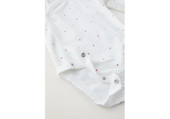 Zara Pack of three kimono neck heart bodysuits , Цвет: Белый, Размер: 0-0 месяцев (50 см), изображение 4