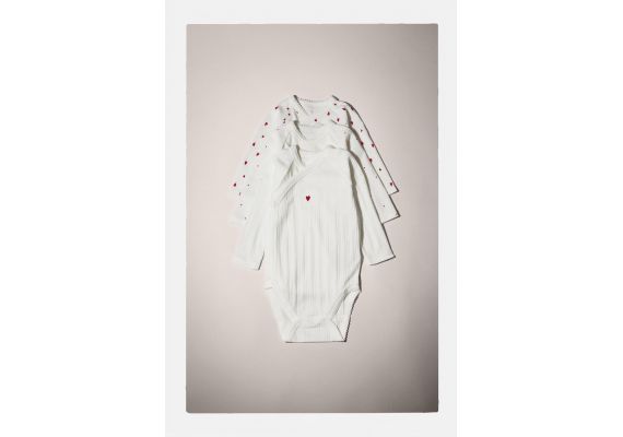 Zara Pack of three kimono neck heart bodysuits , Цвет: Белый, Размер: 0-0 месяцев (50 см), изображение 6