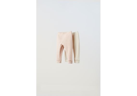 Zara 2-pack из ребристых леггинсов , Цвет: Розовый, Размер: 3-6 месяцев (68 см)