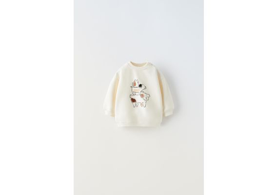 Zara  раздел dog print sweatshirt , Цвет: Бежевый, Размер: 12-18 месяцев (86 см)