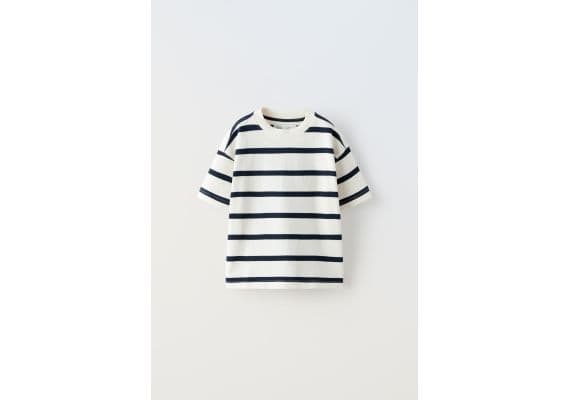 Zara Полосатая футболка из тяжелого хлопка с ярлыком , Цвет: multicolor, Размер: 6-7 лет (120 см)