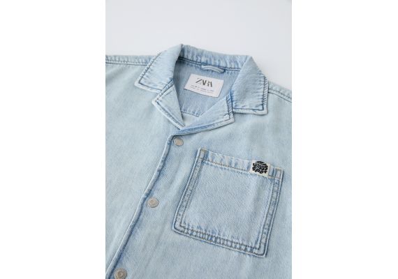 Zara Рубашка flowing denim shirt , Цвет: Синий, Размер: 6-7 лет (120 см), изображение 3