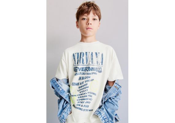 Zara Футболка nirvana ® , Цвет: Белый, Размер: 6-7 лет (120 см), изображение 2