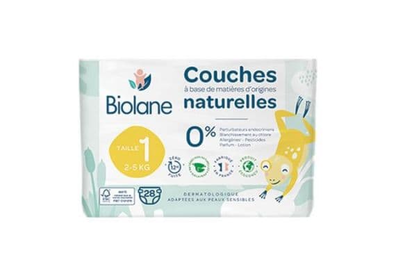 Детские подгузники Biolane Natural, 28 шт., 1 размер, 2–5 кг