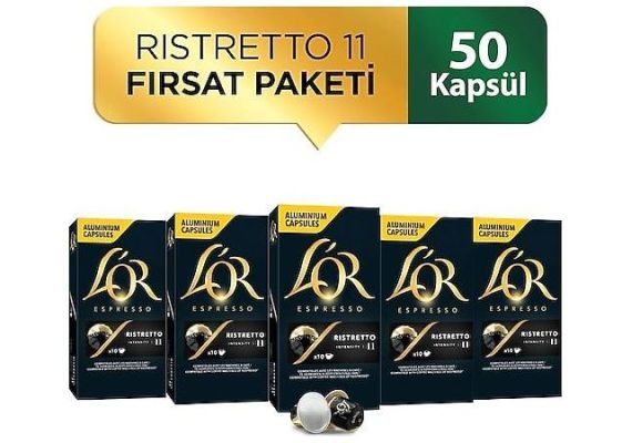 L'Or - RISTRETTO - Интенсивность 11 - Nespresso Compatible Capsule Coffee Pack 10 x 5 пакетов (50 штук)