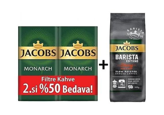 Jacobs Monarch Filter Coffee 500 Gr x 2pcs + Jacobs Barista Editions сильный фильтр кофе 225 гр