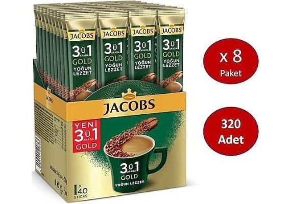 Jacobs 3U1 Золотая кофейная смесь интенсивный аромат 320 кусочков (40 x 8 пакетов)