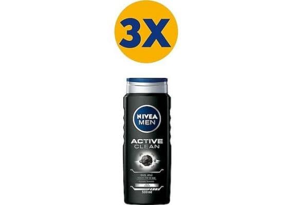 Nivea Men Active Clean 500 мл, 3 штуки геля для душа.