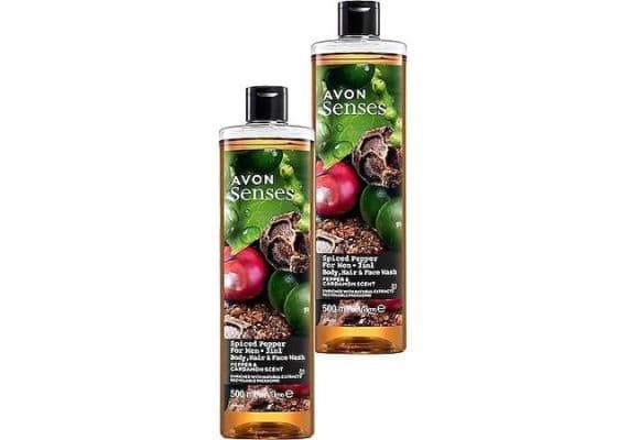 AVON Senses Spiced Pepper Душ-гель с ароматом черного перца и кардамона для мужчин, 500 мл. Набор из двух штук.