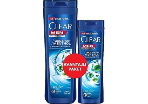 Clear Men Cool Sport Эффективный шампунь против перхоти с ментоловым эффектом 350 ml + 180 ml