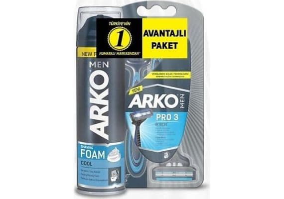 Пакет преимуществ ARKO Men T3 Pro с трехлезвийной бритвой и прохладной пеной для бритья 200 мл (3 штуки)