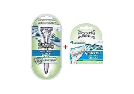 Wilkinson Sword Quattro Titanium Система бритвы и 1 запасная насадка