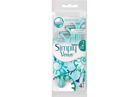 Gillette Simply Venus 2, одноразовые бритвы, 4 штуки в упаковке