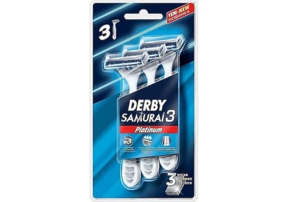 Derby Samurai Platinum 3-лезвийные бритвенные станки, набор из 3 штук