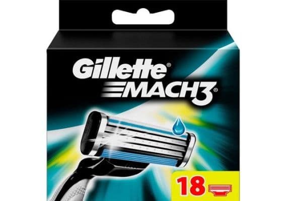 Gillette Mach3 Картонная упаковка 18 запасных бритвенных лезвий