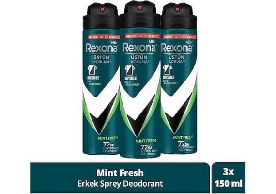 Rexona Men Мужской Спрей-Дезодорант Natural Fresh Mint 72 часа Бесперебойной Высокой Защиты 150 Мл Х3