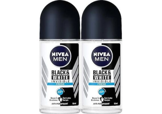 Nivea Men Invisible Black & White Fresh Мужской Роликовый Дезодорант 50 мл, 2 Штуки