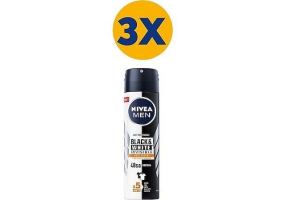 Nivea Men Black & White Invisible Сильный Эффект 150 мл 3 Шт Спрей-Дезодорант