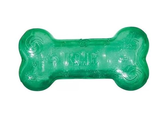 Kong Squeezz Шумящая звуковая кость для собаки, M 15,5 см - Зеленая