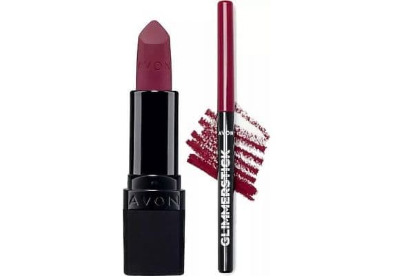 Матовая помада Avon Ultra Mat Berry Blast и карандаш для губ Glimmerstick Chery Jubilee Пакет