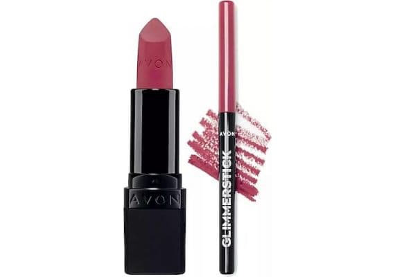 AVON Ultra Mat губная помада Mauve Matters и карандаш для губ Glimmerstick Pink Bouquet комплект