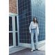 Zara высокие джинсы с завышенной талией и расходящимися штанинами, полной длины, со стиркой эффекта выцветания, Цвет: Синий, Размер: 32